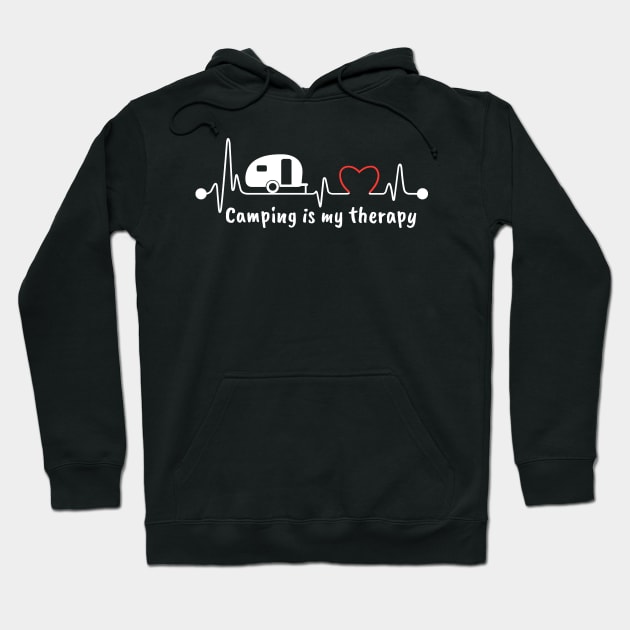 Camper Heartbeat - Camping Is My Therapy Hoodie by Whimsical Frank